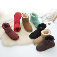 SaneShoppe-Winter Sheepskin Snow Boots - Women's Genuine Fur Ankle Booties