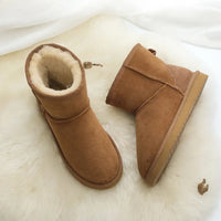SaneShoppe-Winter Sheepskin Snow Boots - Women's Genuine Fur Ankle Booties