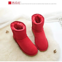 SaneShoppe-Winter Sheepskin Snow Boots - Women's Genuine Fur Ankle Booties