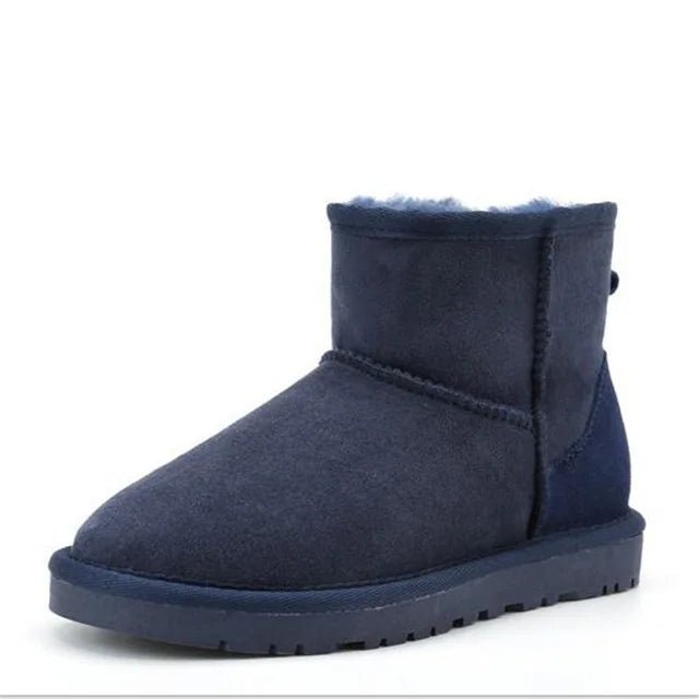 SaneShoppe-Winter Sheepskin Snow Boots - Women's Genuine Fur Ankle Booties