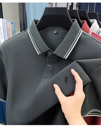 SaneShoppe-New Summer Striped Polo Shirt by Classic Paul - Personalized Men's Top with Pony Embroidery