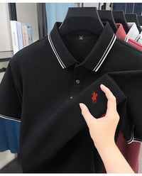 SaneShoppe-New Summer Striped Polo Shirt by Classic Paul - Personalized Men's Top with Pony Embroidery