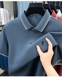 SaneShoppe-New Summer Striped Polo Shirt by Classic Paul - Personalized Men's Top with Pony Embroidery