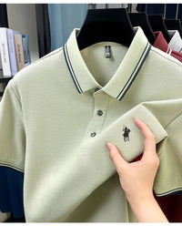 SaneShoppe-New Summer Striped Polo Shirt by Classic Paul - Personalized Men's Top with Pony Embroidery