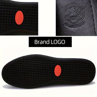 SaneShoppe - CLOHOO Men's Slip - On/Slip - Resistant Genuine Leather - like (Split Cowhide) Shoes - All - Season Casual & Dressy - like Sneakers with PU, Non - Skid Rubber Sole, Black/Brown for Business, Vacation, Casual Attire (No Laces)