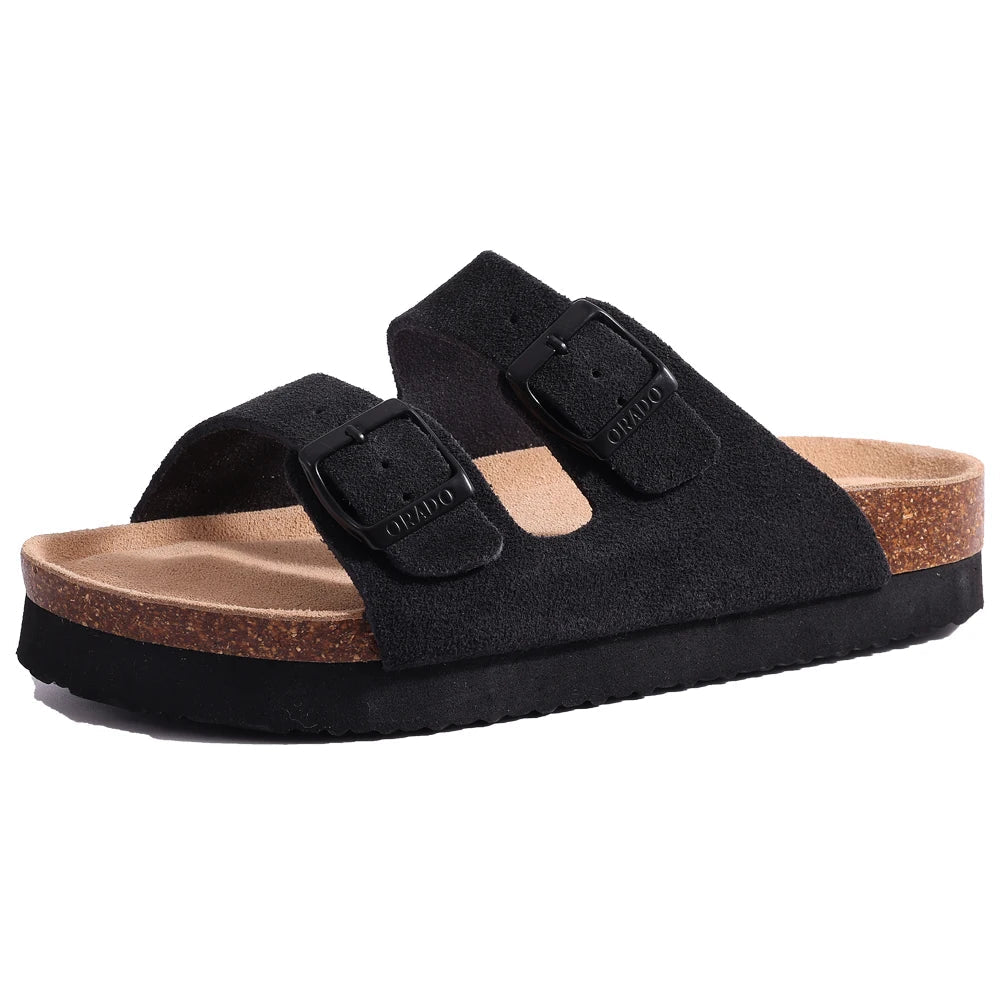 SaneShoppe-Comwarm Women's Suede Mules Men Clogs Sandals With Arch Support, Beach Slides