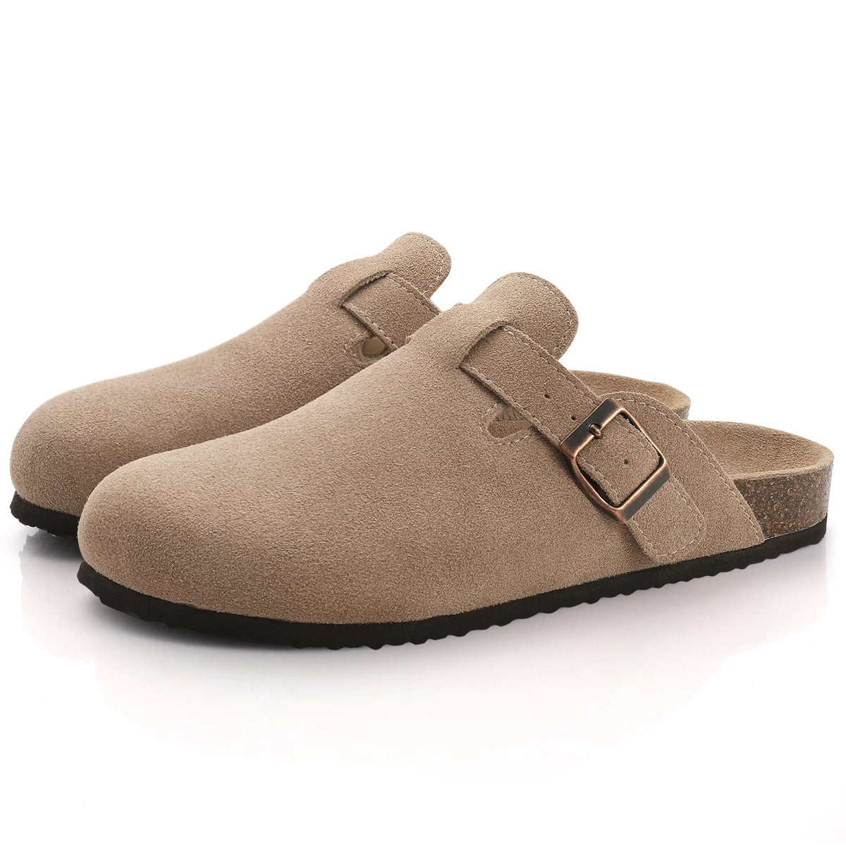 SaneShoppe-Comwarm Women's Suede Mules Men Clogs Sandals With Arch Support, Beach Slides