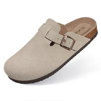 SaneShoppe-Comwarm Women's Suede Mules Men Clogs Sandals With Arch Support, Beach Slides