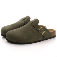 SaneShoppe-Comwarm Women's Suede Mules Men Clogs Sandals With Arch Support, Beach Slides