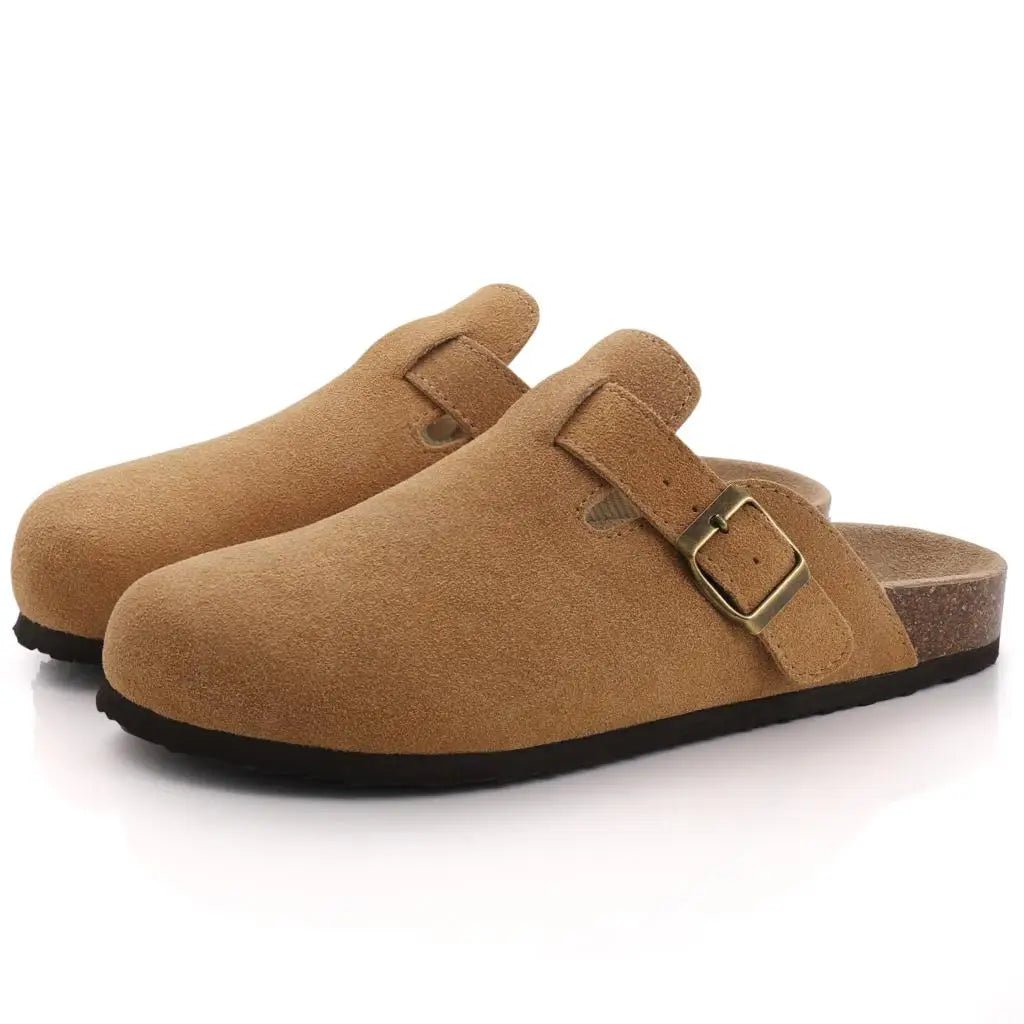 SaneShoppe-Comwarm Women's Suede Mules Men Clogs Sandals With Arch Support, Beach Slides