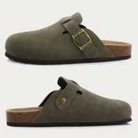 SaneShoppe-Comwarm Women's Suede Mules Men Clogs Sandals With Arch Support, Beach Slides