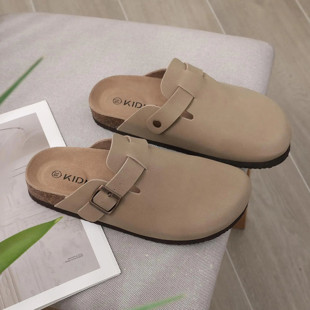 SaneShoppe-Comwarm Women's Suede Mules Men Clogs Sandals With Arch Support, Beach Slides