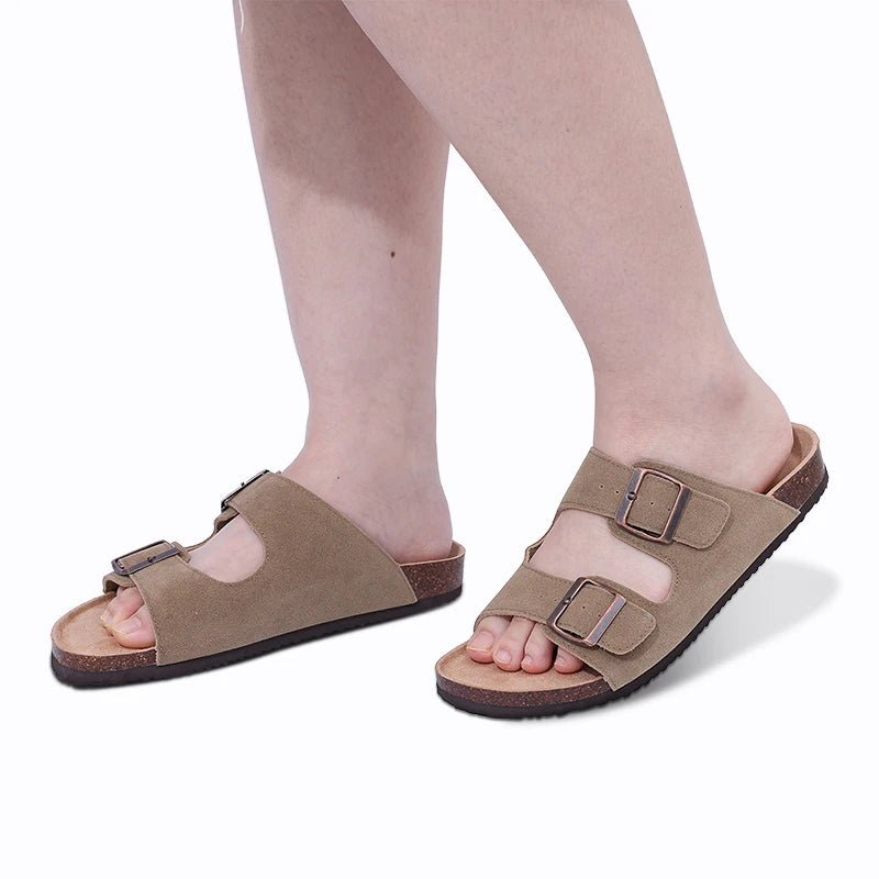 SaneShoppe-Comwarm Women's Suede Mules Men Clogs Sandals With Arch Support, Beach Slides