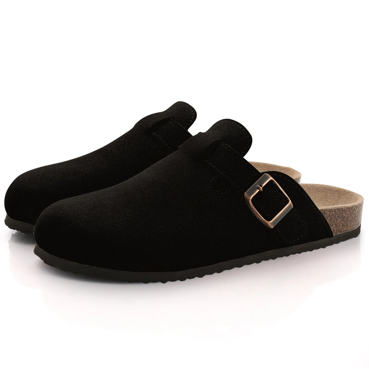 SaneShoppe-Comwarm Women's Suede Mules Men Clogs Sandals With Arch Support, Beach Slides