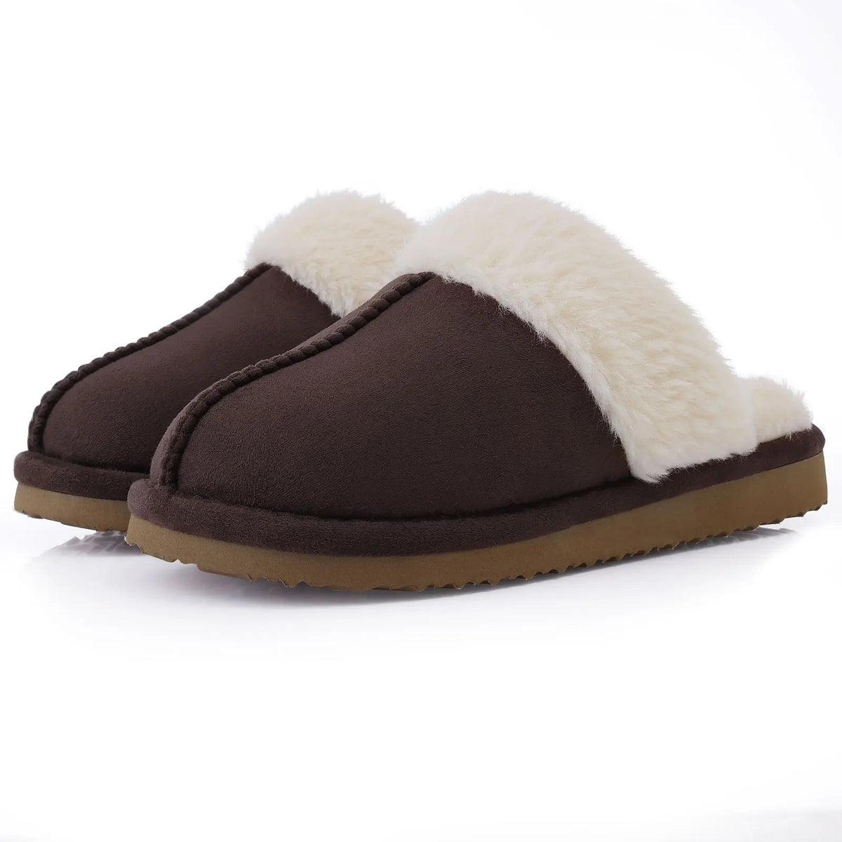 SaneShoppe - Comwarm Winter Fluffy Fur Slippers for Women Warm New Home Slippers Faux Fur House Mules Shoes Indoor Bedroom Comfy Fuzzy Slides