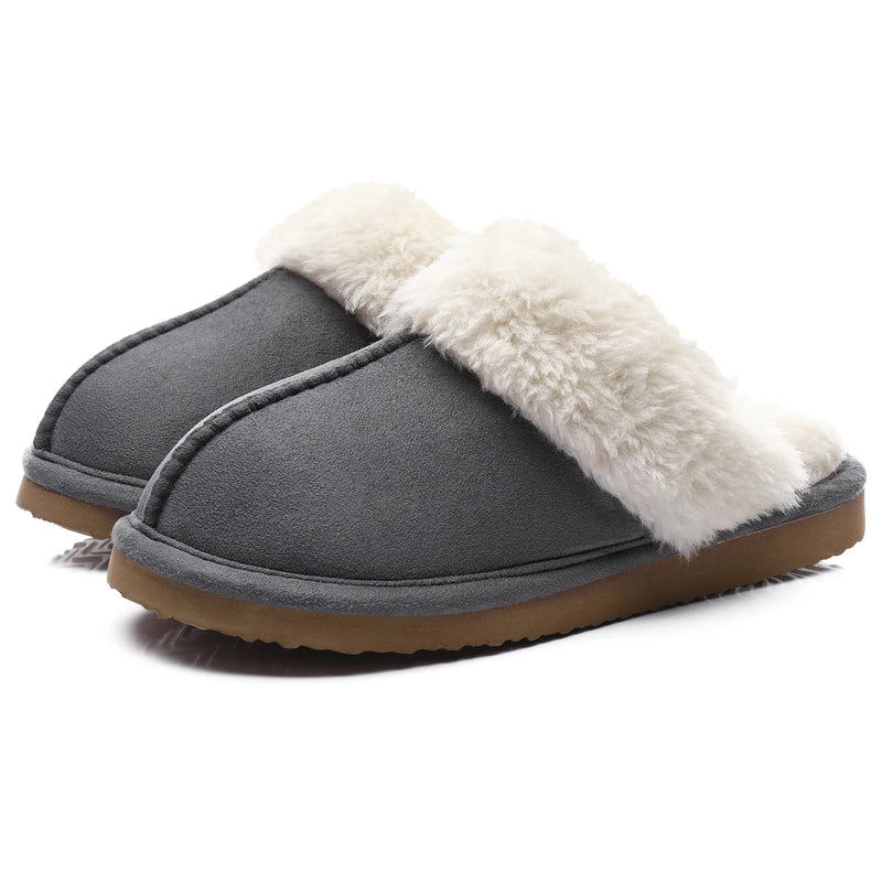 SaneShoppe - Comwarm Winter Fluffy Fur Slippers for Women Warm New Home Slippers Faux Fur House Mules Shoes Indoor Bedroom Comfy Fuzzy Slides