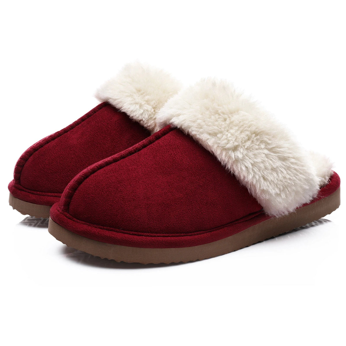 SaneShoppe - Comwarm Winter Fluffy Fur Slippers for Women Warm New Home Slippers Faux Fur House Mules Shoes Indoor Bedroom Comfy Fuzzy Slides