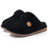 SaneShoppe - Comwarm Winter Fluffy Fur Slippers for Women Warm New Home Slippers Faux Fur House Mules Shoes Indoor Bedroom Comfy Fuzzy Slides