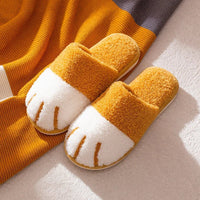 SaneShoppe - Comwarm Winter Warm Plush Slippers Cute Cat Paw Designer House Women Fur Slippers Floor Mute Bedroom Lovers Indoor Fluffy Shoes