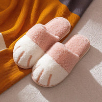 SaneShoppe - Comwarm Winter Warm Plush Slippers Cute Cat Paw Designer House Women Fur Slippers Floor Mute Bedroom Lovers Indoor Fluffy Shoes