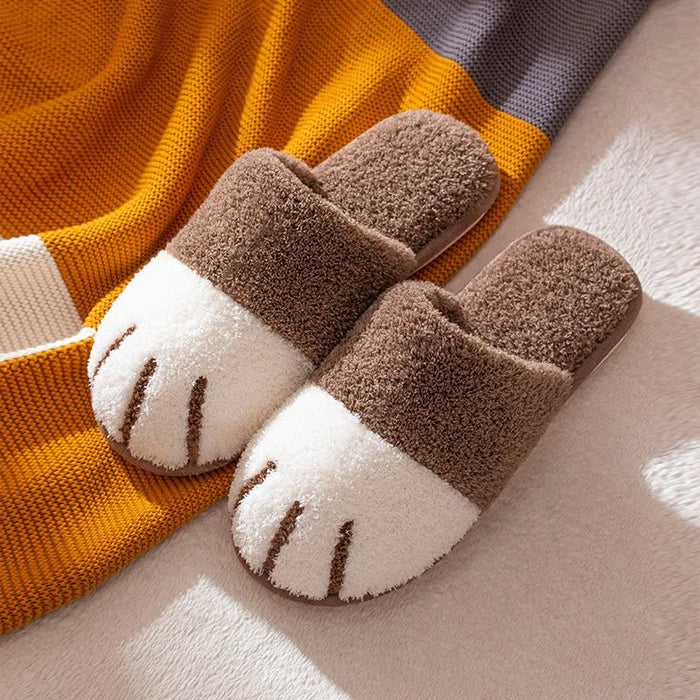 SaneShoppe-Cozy Cat Paw Designer Fur Slippers - Comwarm Winter Plush House Shoes for Bedroom and Indoor