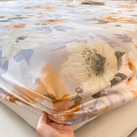SaneShoppe-Anti-Slip Printed Elastic Band Fitted Bed Sheet for Single Double King Queen Bed