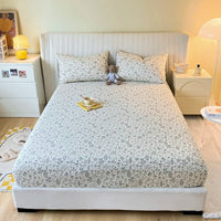 SaneShoppe-Anti-Slip Printed Elastic Band Fitted Bed Sheet for Single Double King Queen Bed