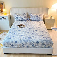 SaneShoppe-Anti-Slip Printed Elastic Band Fitted Bed Sheet for Single Double King Queen Bed
