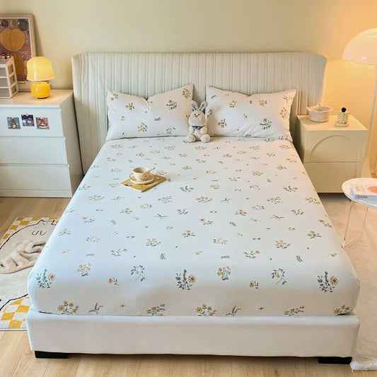 SaneShoppe-Anti-Slip Printed Elastic Band Fitted Bed Sheet for Single Double King Queen Bed