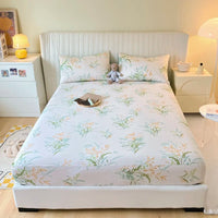 SaneShoppe-Anti-Slip Printed Elastic Band Fitted Bed Sheet for Single Double King Queen Bed