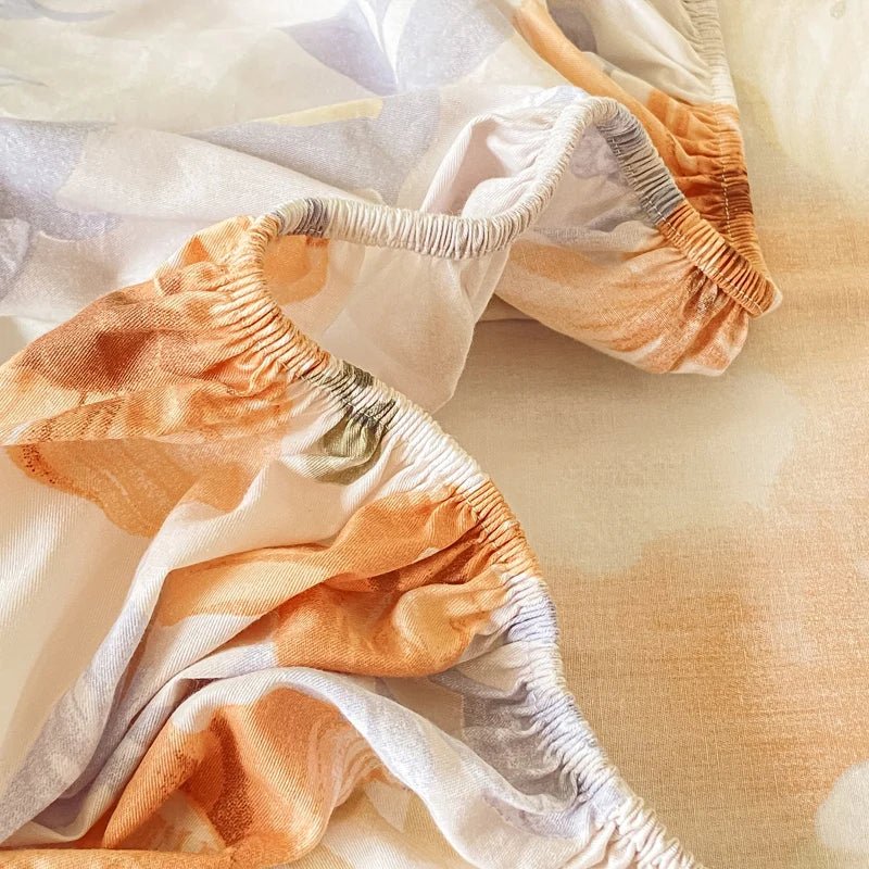 SaneShoppe-Anti-Slip Printed Elastic Band Fitted Bed Sheet for Single Double King Queen Bed