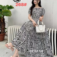 SaneShoppe - Cotton Silk Dresses Women's 2025 Summer New High Waist Printed Dress Slim Artificial Cotton Long Dress Bohemian Floral Dress