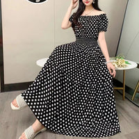 SaneShoppe - Cotton Silk Dresses Women's 2025 Summer New High Waist Printed Dress Slim Artificial Cotton Long Dress Bohemian Floral Dress