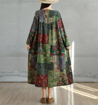 SaneShoppe-Elegant Floral Print Vintage Dress for Women Spring Autumn 2025