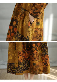 SaneShoppe-Elegant Floral Print Vintage Dress for Women Spring Autumn 2025