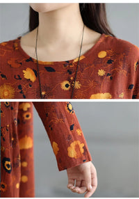 SaneShoppe-Elegant Floral Print Vintage Dress for Women Spring Autumn 2025