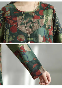 SaneShoppe-Elegant Floral Print Vintage Dress for Women Spring Autumn 2025