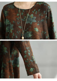 SaneShoppe-Elegant Floral Print Vintage Dress for Women Spring Autumn 2025