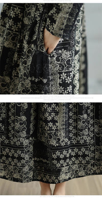 SaneShoppe-Elegant Floral Print Vintage Dress for Women Spring Autumn 2025