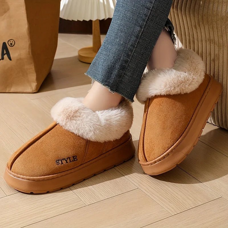 SaneShoppe - Couple's Luxury Comfortable Warm Fleece Lined Winter Slippers - Elegant, Warm, and Comfortable Thick Sole Indoor