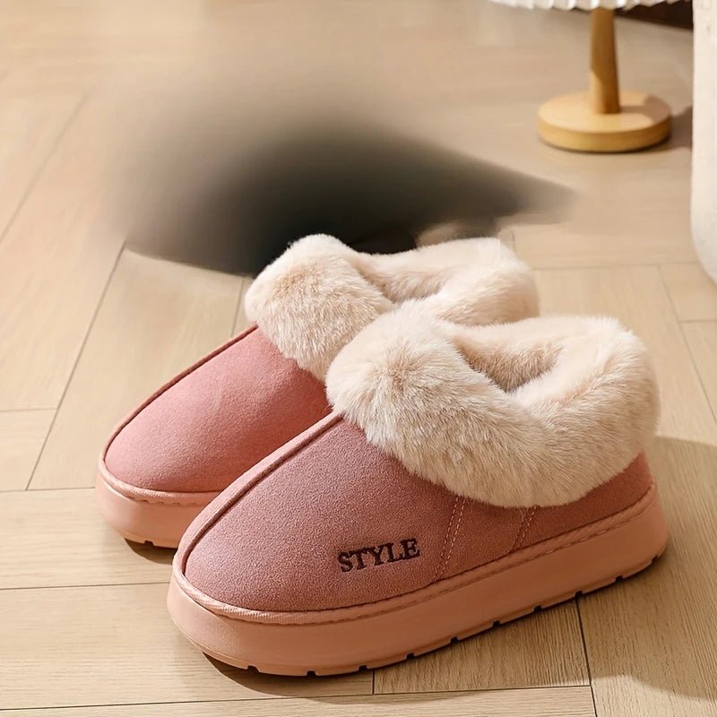 SaneShoppe - Couple's Luxury Comfortable Warm Fleece Lined Winter Slippers - Elegant, Warm, and Comfortable Thick Sole Indoor
