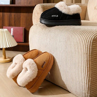 SaneShoppe - Couple's Luxury Comfortable Warm Fleece Lined Winter Slippers - Elegant, Warm, and Comfortable Thick Sole Indoor