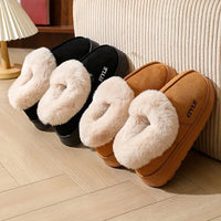SaneShoppe - Couple's Luxury Comfortable Warm Fleece Lined Winter Slippers - Elegant, Warm, and Comfortable Thick Sole Indoor