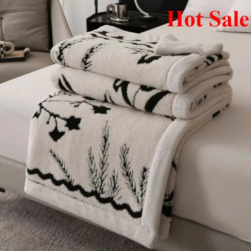 SaneShoppe - Double - layer jacquard composite European cotton fleece blanket lunch break blanket four seasons sofa blanket