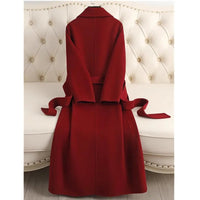 SaneShoppe-Cashmere Wool Coat Women's Over-the-knee High-grade Woolen Coats