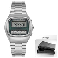 SaneShoppe-Retro Digital Dual-Display Men's Watch with Stainless Steel Strap and Backlight