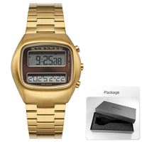 SaneShoppe-Retro Digital Dual-Display Men's Watch with Stainless Steel Strap and Backlight