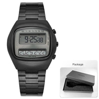 SaneShoppe-Retro Digital Dual-Display Men's Watch with Stainless Steel Strap and Backlight