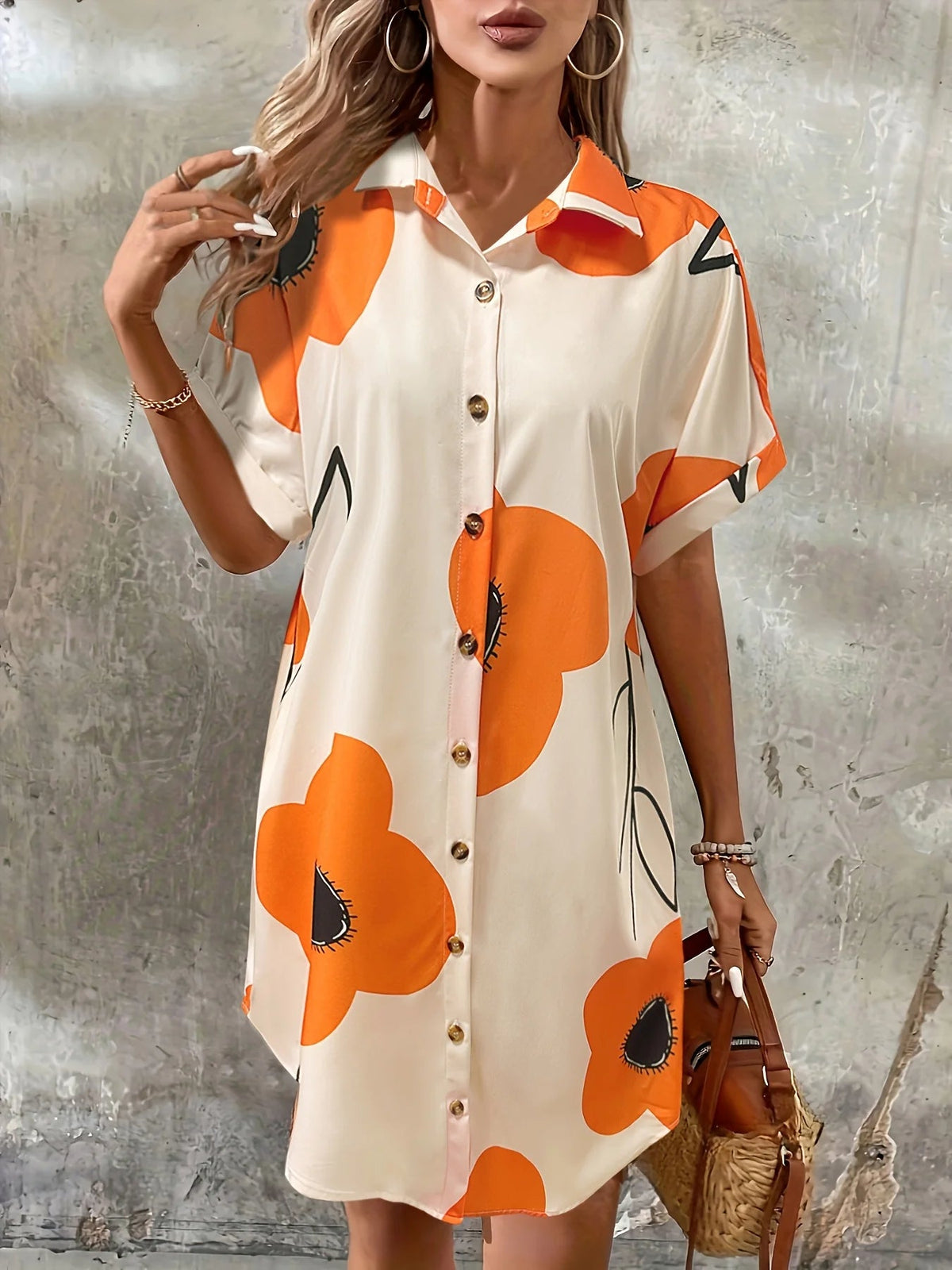 SaneShoppe - Elegant Dinghui shirt loose vacation dress