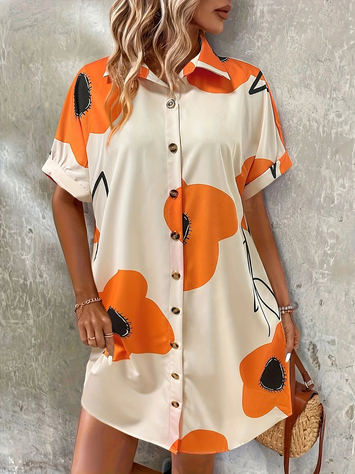 SaneShoppe - Elegant Dinghui shirt loose vacation dress